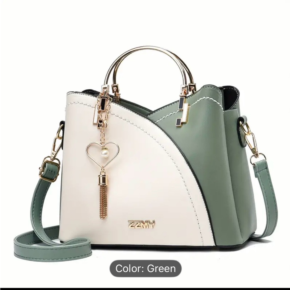Green and White Women's Handbag